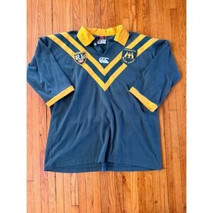 Vintage Canterbury Australian Rugby League ARL Jersey Green Gold Made- Australia